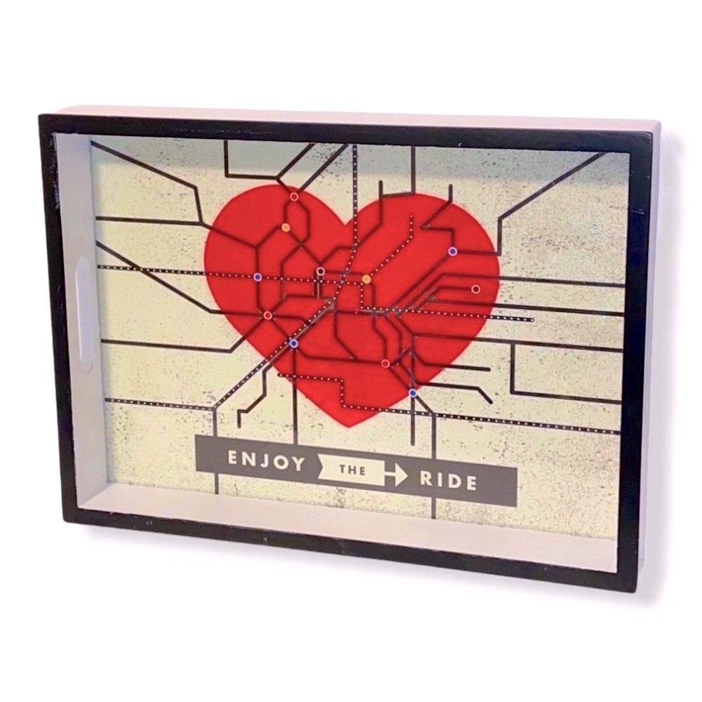 Sturdy Wooden Heart Serving Tray • Glass Insert • Weighs 2.5 lbs